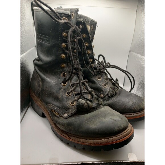 Vintage 1964 Black Leather Men’s Size 11" 11.5" Num Tec Soles Removeable Flap - Picture 1 of 10